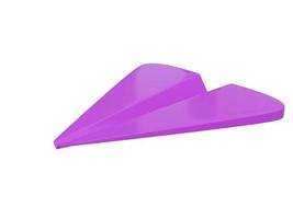 Violet paper airplane icon. 3d render. photo