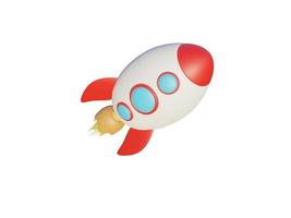 Colored cartoon rocket. 3d render. photo