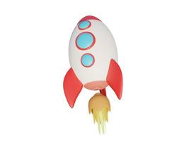 Colored cartoon rocket. 3d render. photo