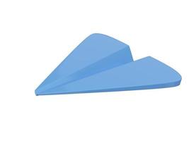 Blue paper airplane icon. 3d render. photo