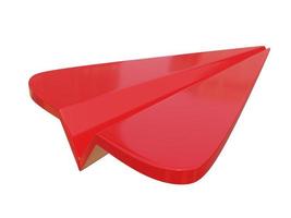 Red paper airplane icon. 3d render. photo