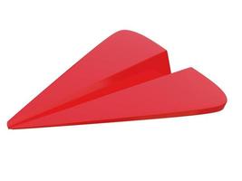 Red paper airplane icon. 3d render. photo