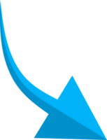 Hand drawn blue curved arrow shape in doodle style png