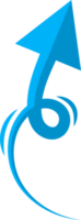 Hand drawn blue curved arrow shape in doodle style png