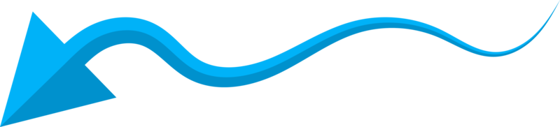 mano disegnato blu curvo freccia forma nel scarabocchio stile png