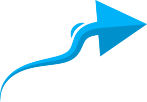 Hand drawn blue curved arrow shape in doodle style png