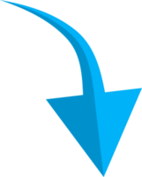 Hand drawn blue curved arrow shape in doodle style png