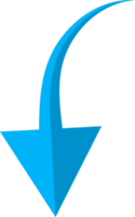 Hand drawn blue curved arrow shape in doodle style png