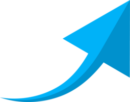 Hand drawn blue curved arrow shape in doodle style png