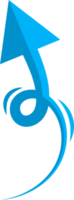 mano dibujado azul curvo flecha forma en garabatear estilo png