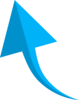 Hand drawn blue curved arrow shape in doodle style png