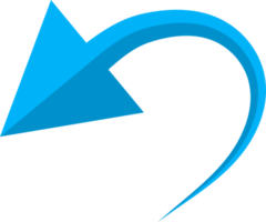 Hand drawn blue curved arrow shape in doodle style png