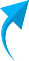 Hand drawn blue curved arrow shape in doodle style png