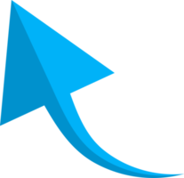 Hand drawn blue curved arrow shape in doodle style png