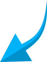 Hand drawn blue curved arrow shape in doodle style png