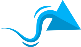 Hand drawn blue curved arrow shape in doodle style png