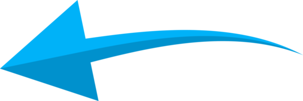 Hand drawn blue curved arrow shape in doodle style png