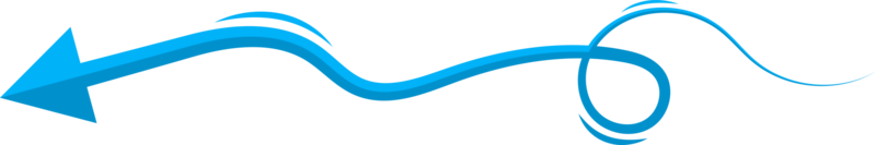 Hand drawn blue curved arrow shape in doodle style png