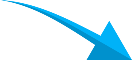 Hand drawn blue curved arrow shape in doodle style png