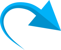 Hand drawn blue curved arrow shape in doodle style png