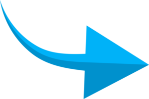 Hand drawn blue curved arrow shape in doodle style png