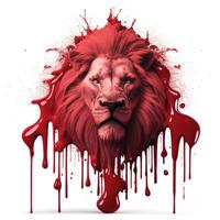 Lion cast in red paint. photo