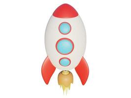 Colored cartoon rocket. 3d render. photo