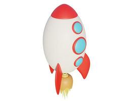 Colored cartoon rocket. 3d render. photo