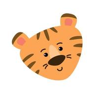 The tiger looks, smiles. Vector image.
