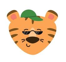 Tiger in sun protection glasses. Vector illustration