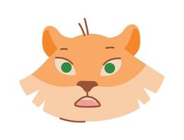 Surprised face of a tiger. Vector image.