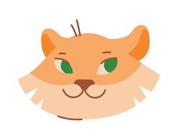 Satisfied face of a tiger. Vector image.