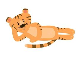 The tiger lies contented. Vector image