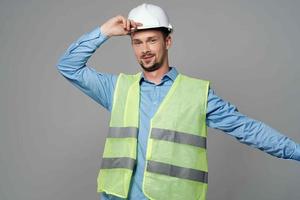 man reflective vest Professional Job isolated background photo