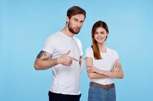 man with tattoos next to woman communication dating friendship modern styles photo