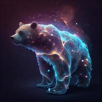 Bear from Galaxies spirals space nebula stars smoke. AI render photo