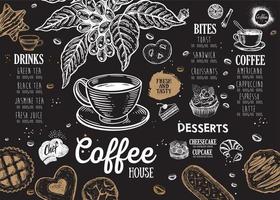 Coffee house menu. Restaurant cafe menu, template design. Food flyer. vector