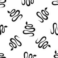 Seamless pattern with snakes illustration black color on white vector