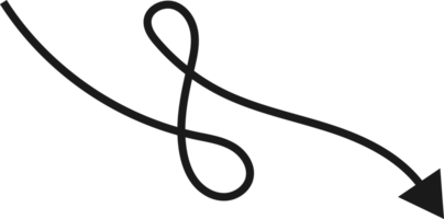 Hand drawn curved arrow shape. Arrow line png