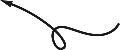 Hand drawn curved arrow shape. Arrow line png