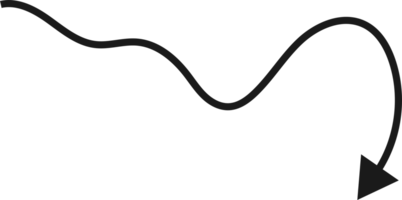 Hand drawn curved arrow shape. Arrow line png