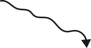 Hand drawn curved arrow shape. Arrow line png