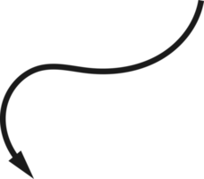 Hand drawn curved arrow shape. Arrow line png