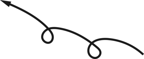 Hand drawn curved arrow shape. Arrow line png