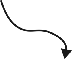 Hand drawn curved arrow shape. Arrow line png