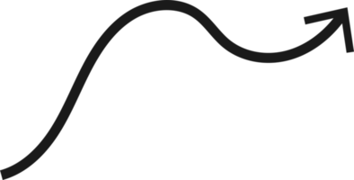 Hand drawn curved arrow shape. Arrow line png