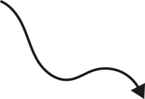 Hand drawn curved arrow shape. Arrow line png