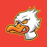 Angry duck face head mascot vector