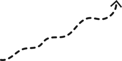 hand- getrokken stippel pijl vorm png