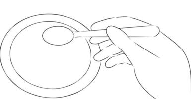 Hand with spoon and plate, vector. Hand drawn sketch. vector